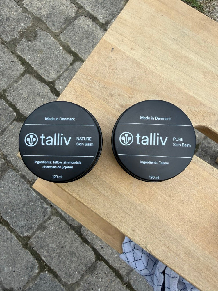 Pure og Talliv Nature Skin Balm ved siden af hinanden